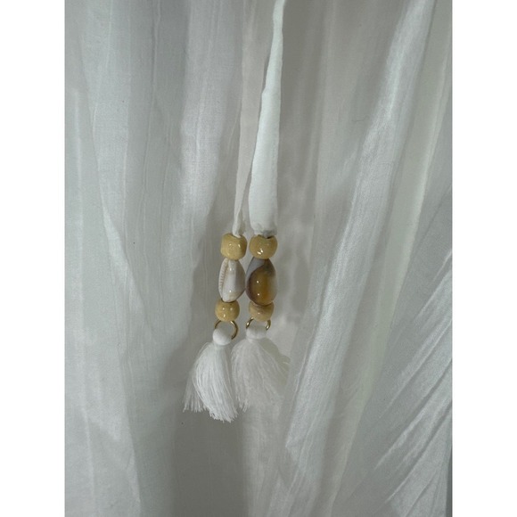 Aerie Women's Beach Coverup Top V‎ Neck Tassel Front White XS NWT - Picture 5 of 8